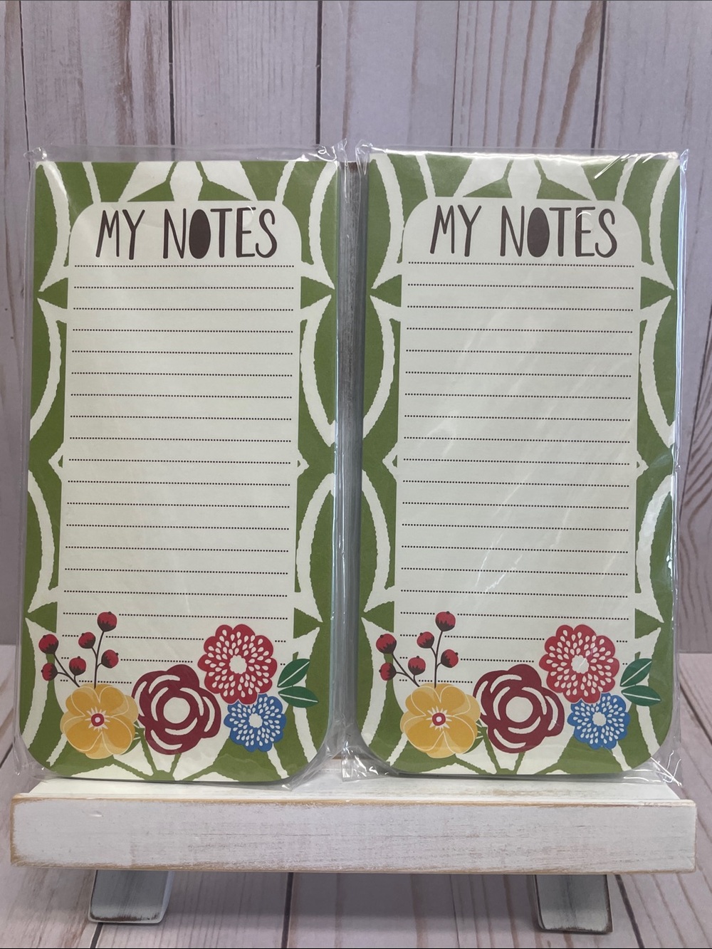 Set of 2 Notepads Mod Floral Green Multi Paper Note Pad 160 Sheets 8" x 4" NEW